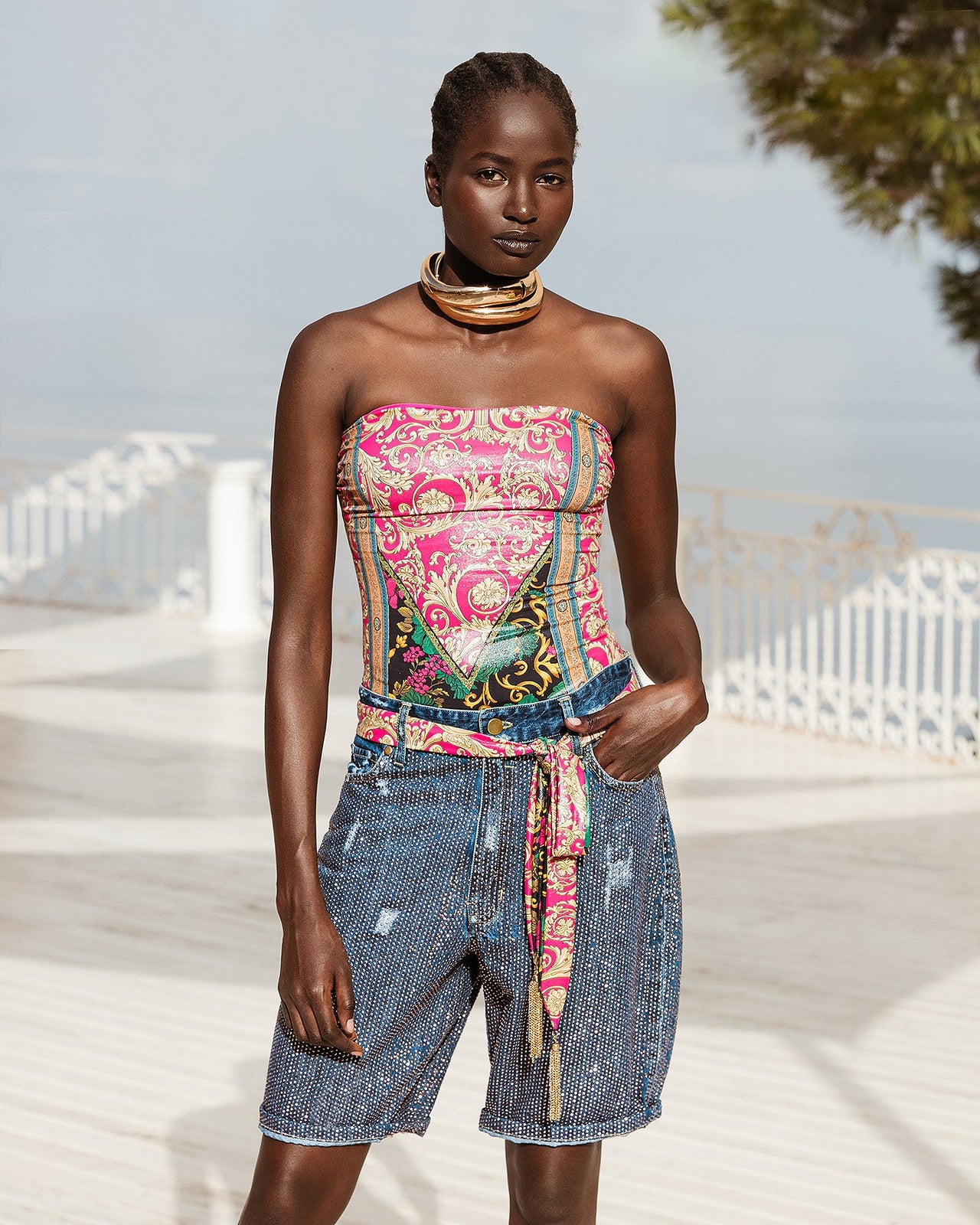 Bermuda avec micro strass bronze : Jupes & shorts Mes Demoiselles - Image 1