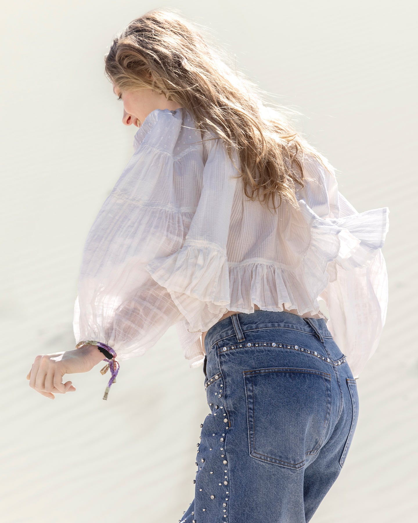 Jean oversize denim avec détails argentés - Pantalons & combinaisons Mes Demoiselles