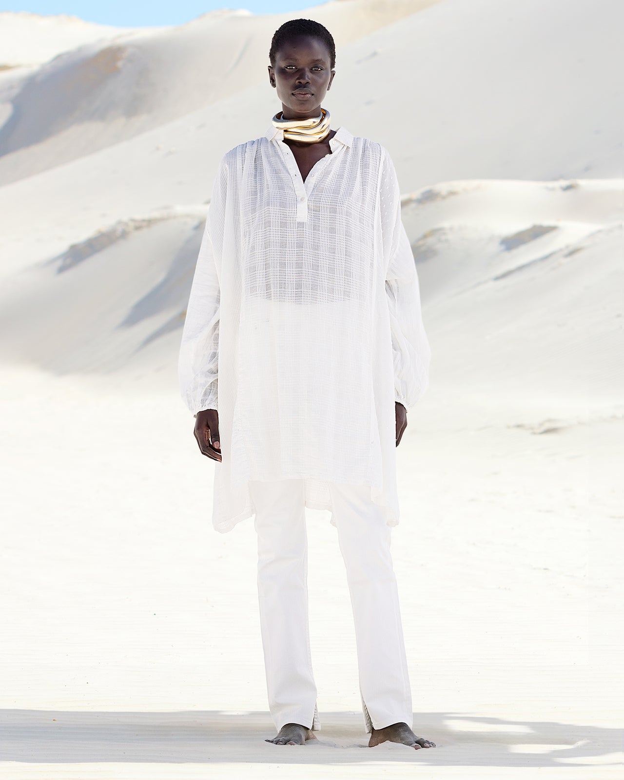 Maxi chemise blanche en coton tissé - Chemises & tops Mes Demoiselles - Image 1