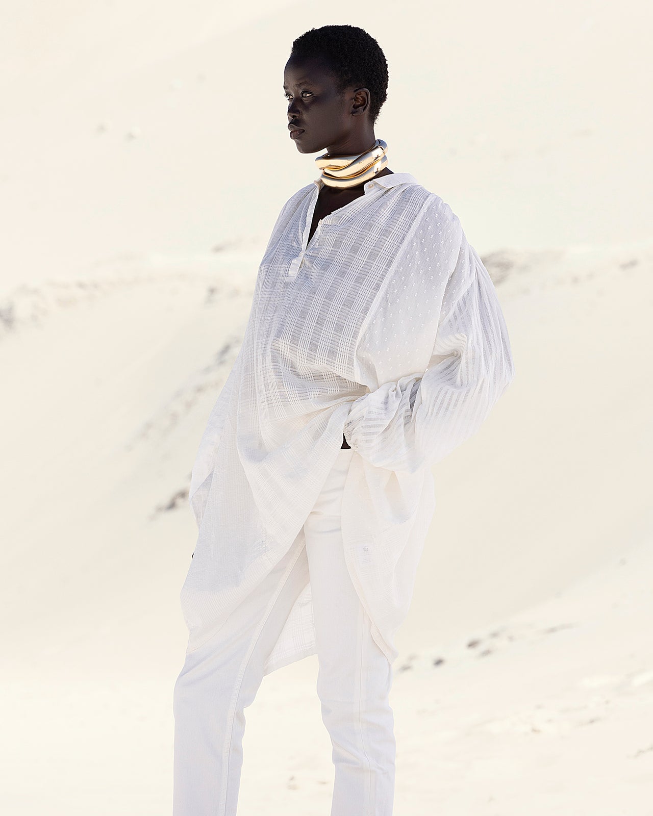 Robe Tegan - Blanc : Maxi chemise blanche en coton tissé Mes Demoiselles - Image 5